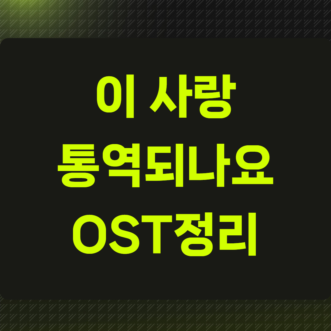 이 사랑 통역되나요 OST정리