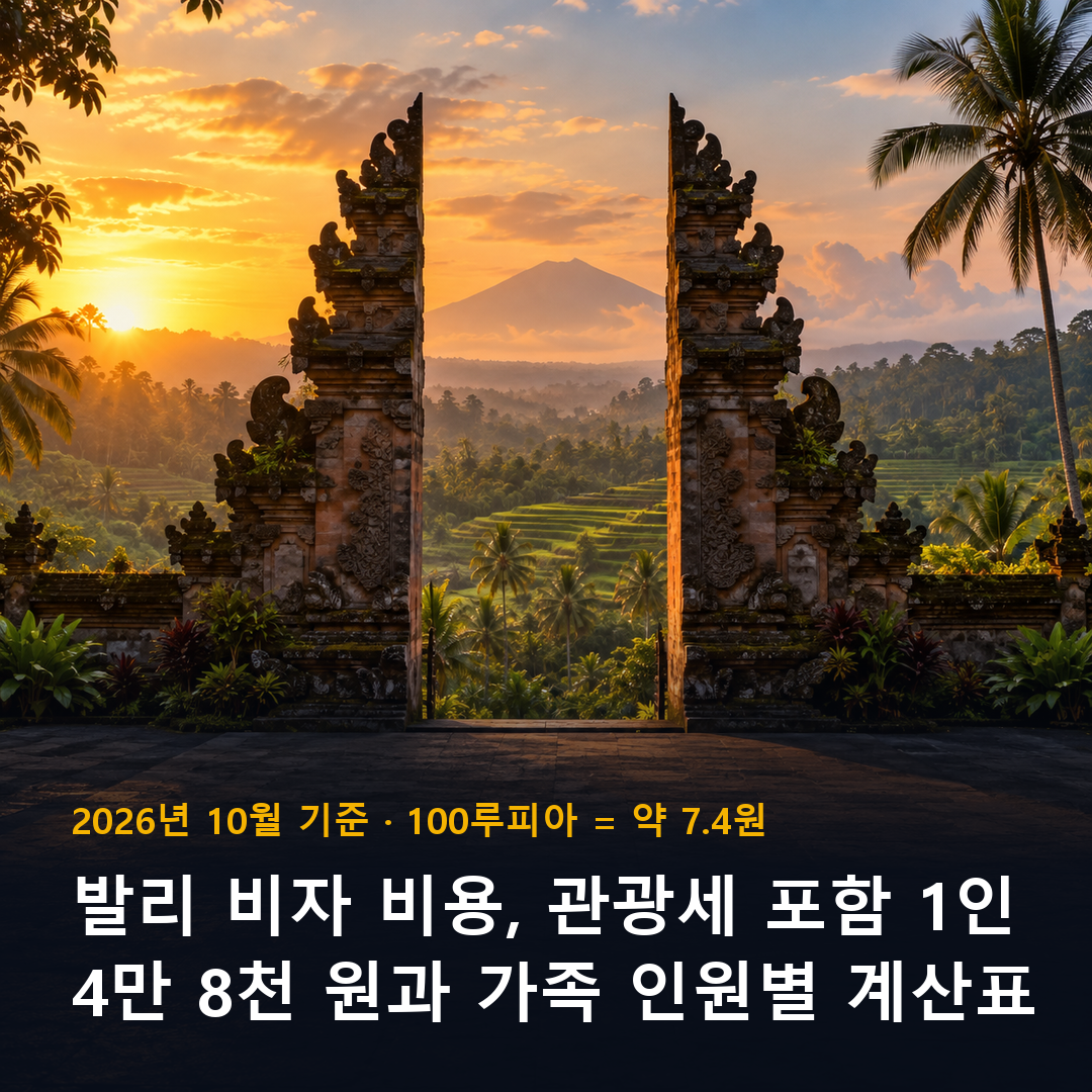 발리 비자 비용 관광세 포함 인원별 계산표 표지