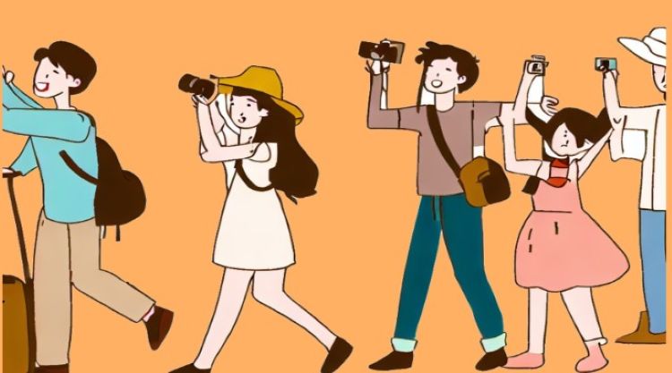 "2025 추경 관광소비 활성화, 민생회복 소비쿠폰, 국내 여행 지원, 관광 소비 진작을 상징하는 가족 여행객 일러스트"