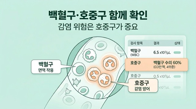 백혈구 수치와 호중구 수치별 확인 기준