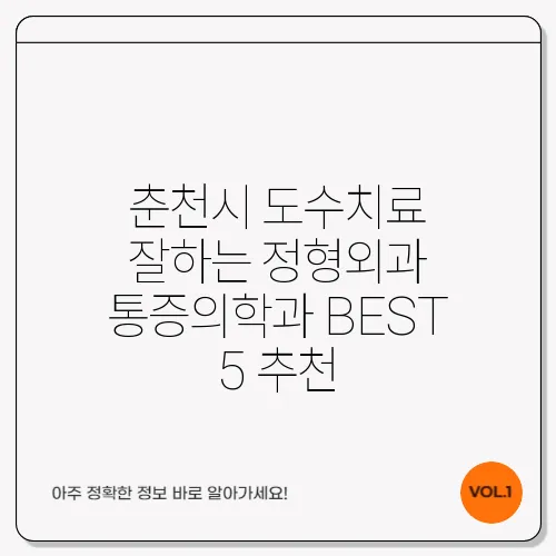 춘천시 도수치료 잘하는 정형외과 통증의학과 BEST 5 추천