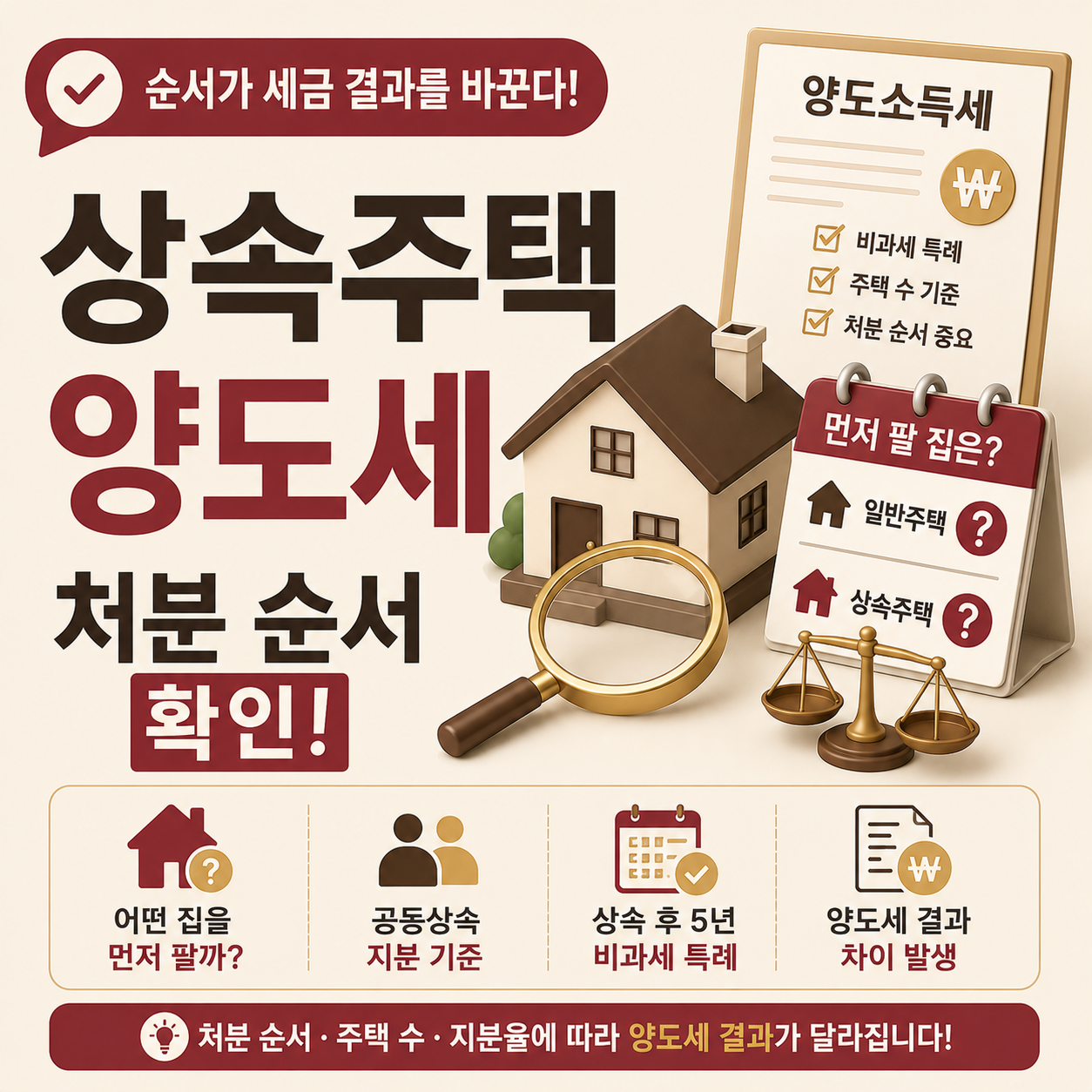 상속주택 양도세 처분 순서 비과세 조건 확인