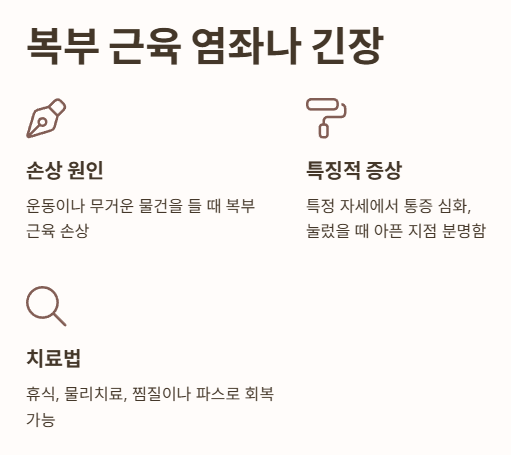 복부 근육 염좌나 긴장