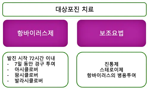 대상포진 치료방법 정리 표 입니다.