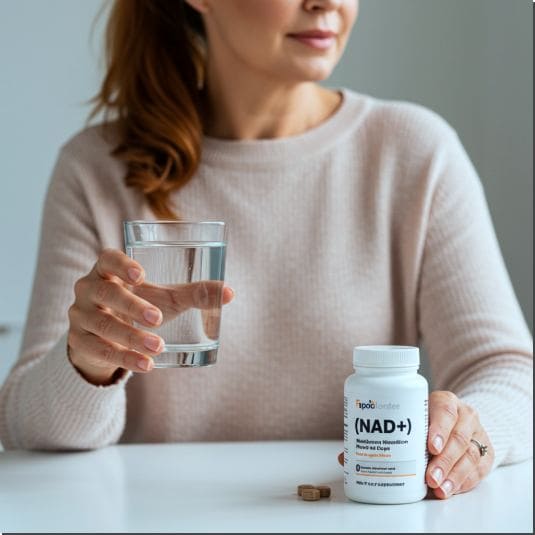 NAD 영양제 복용 법과 부작용, NAD 영양제 복용 하는 여성 사진