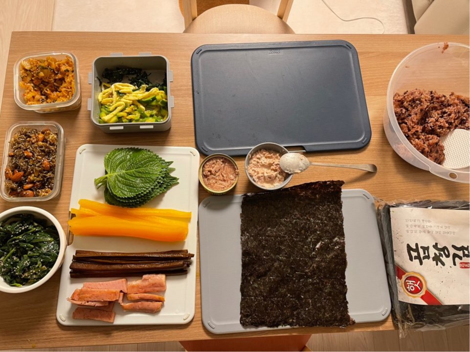 김밥 만들재료 사진 