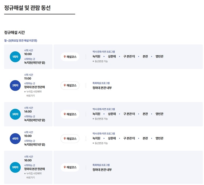 청와대 관람안내