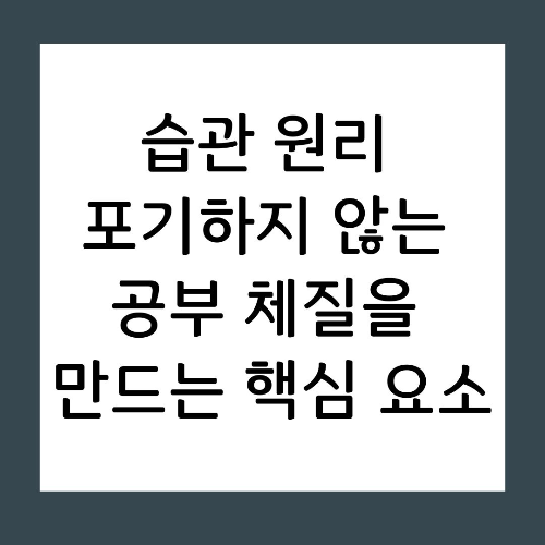 습관 원리 포기하지 않는 공부 체질을 만드는 핵심 요소