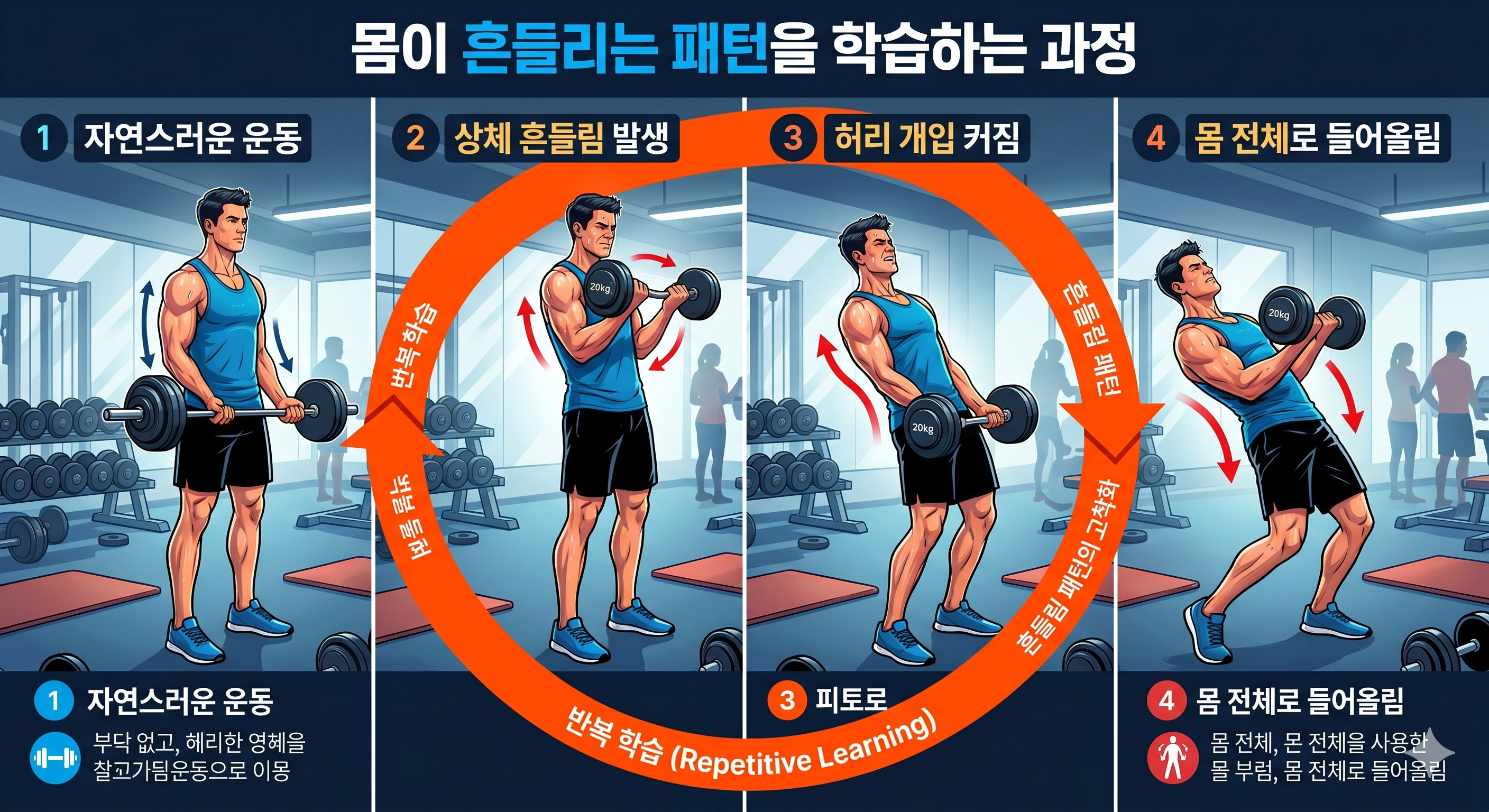 몸이 흔들리는 패턴을 학습하는 과정