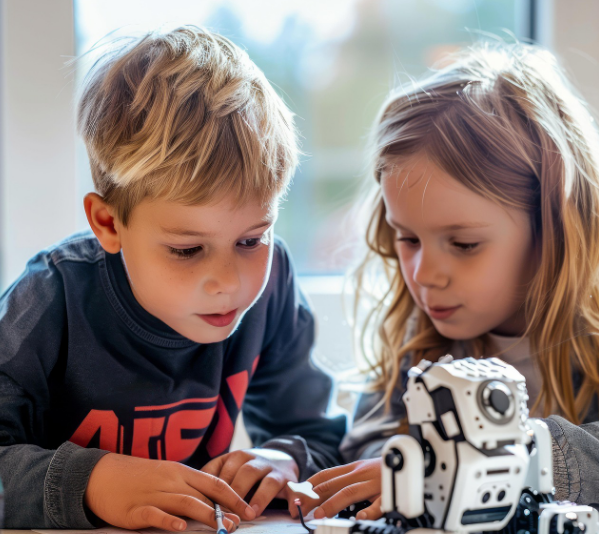 초등 저학년으로 보이는 남아와 여아