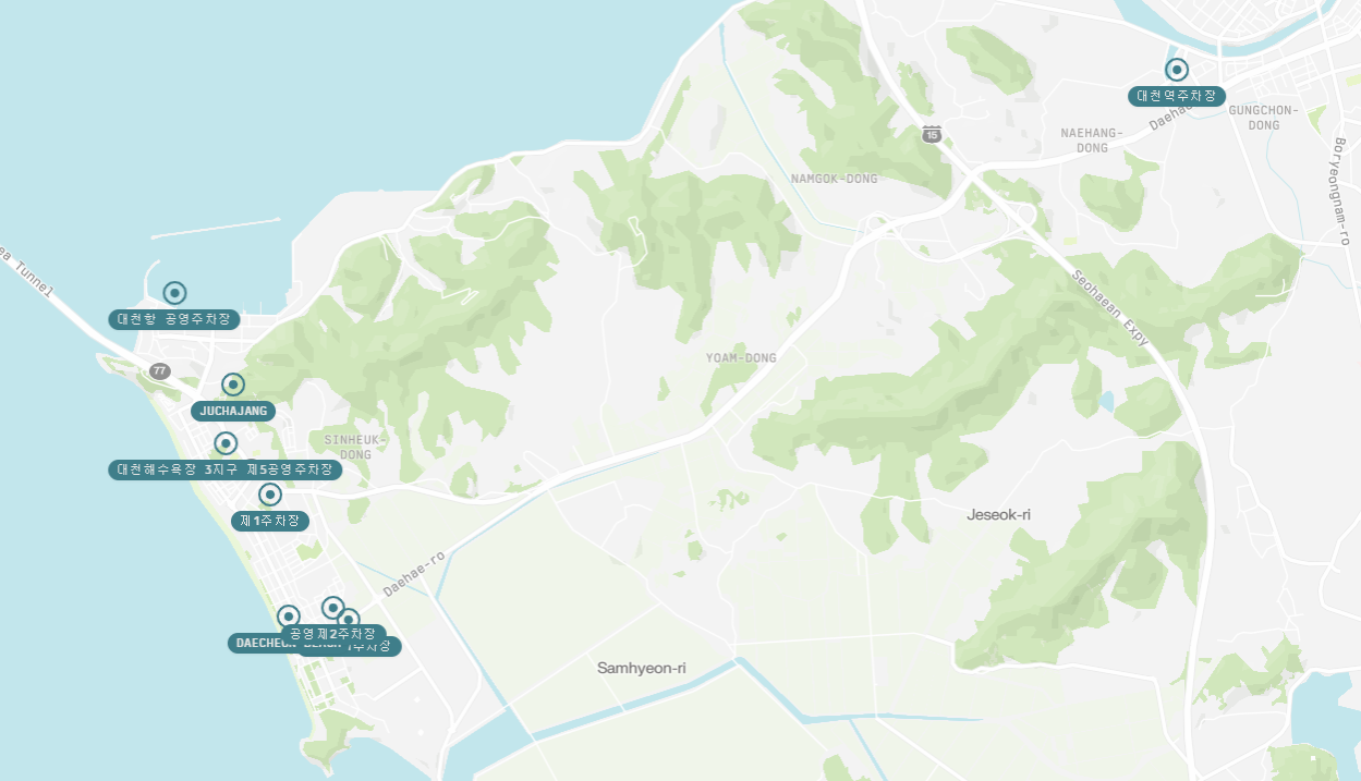 대천해수욕장 주차장 지도 이미지