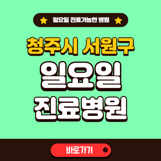 청주시 서원구 일요일 진료 가능한 병원 ❘ 주말 문여는 곳 총정리 (소아과, 내과, 안과, 치과, 피부과, 정형외과, 산부인과)