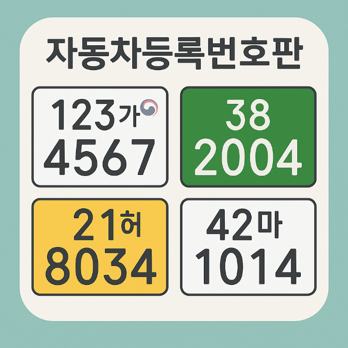 자동차 등록번호, 번호판 색상, 차량 종류, 번호판 체계, 렌터카, 전기차 번호판, 반사 필름 번호판, 차량 용도 구분, 차량 등록 시스템, 자동차 정책