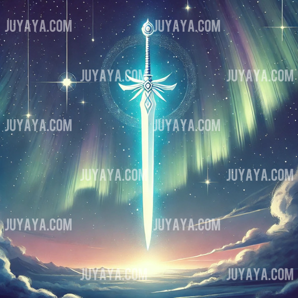 별이 가득한 밤하늘 아래 빛나는 거궐, 초현실적이고 신화적인 분위기