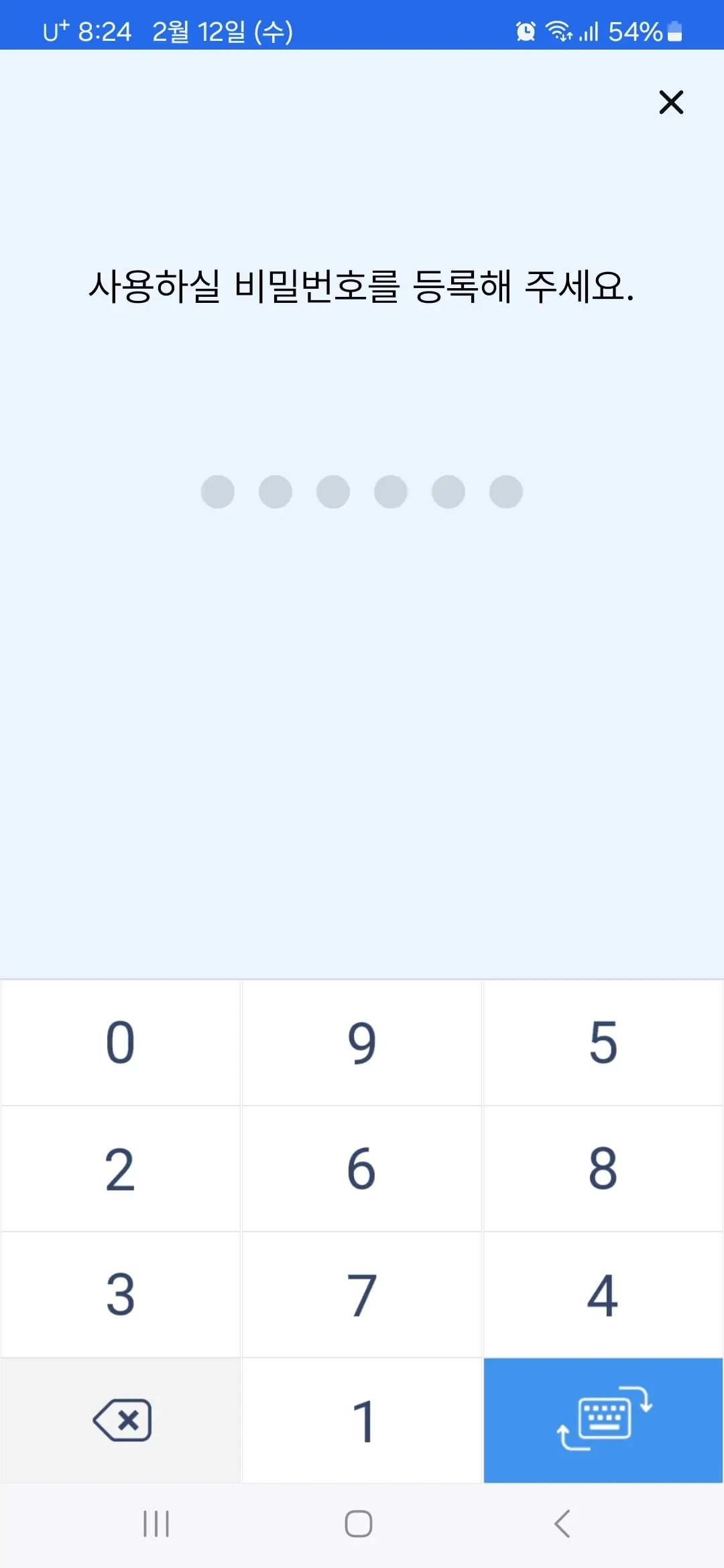 비밀번호 6자리 입력