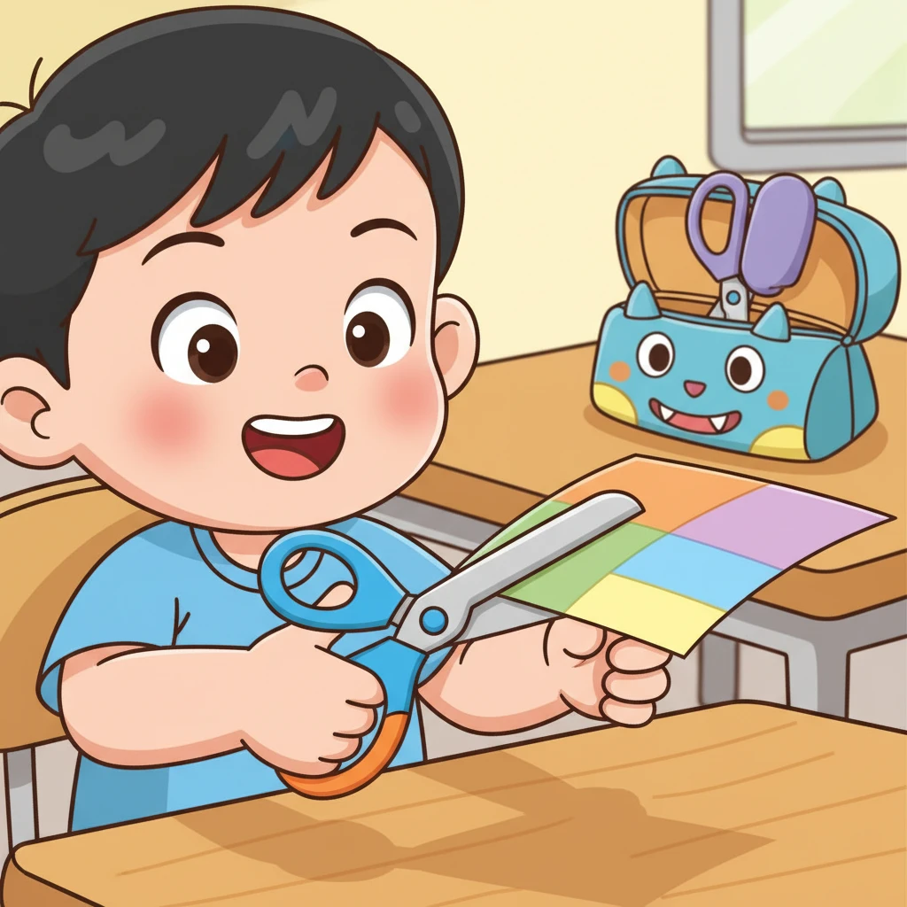 저학년 어린이용 안전 가위와 무독성 ..