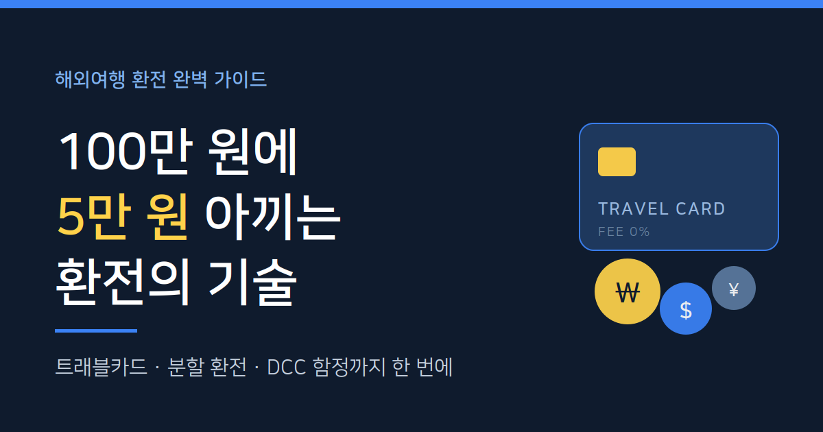 해외여행 환전 가장 싸게 하는 방법 - 트래블카드와 현금으로 100만 원에 5만 원 아끼기