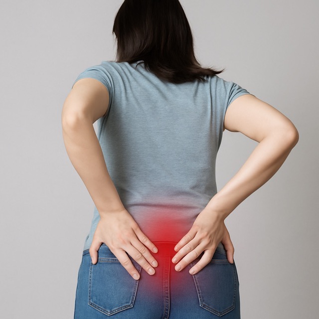 치질로 가려움증을 느끼며 불편한 여성(출처: 자체제작)