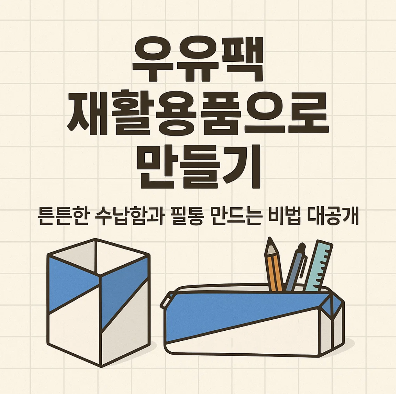 우유팩 재활용품으로 만들기, 튼튼한 수납함과 필통 만드는 비법 대공개