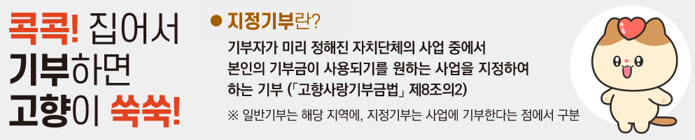 고향사랑기부제 e음 답례품 기부금 추천 지역