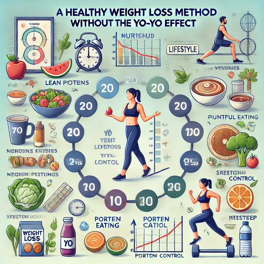 요요 현상 없이 건강하게 살 빼는 방법을 시각적으로 표현한 이미지입니다! 🏃&zwj;♀️🥗💧
지속 가능한 다이어트와 건강한 생활습관을 강조