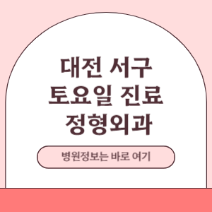대전 서구 토요일 정형외과 진료 병원