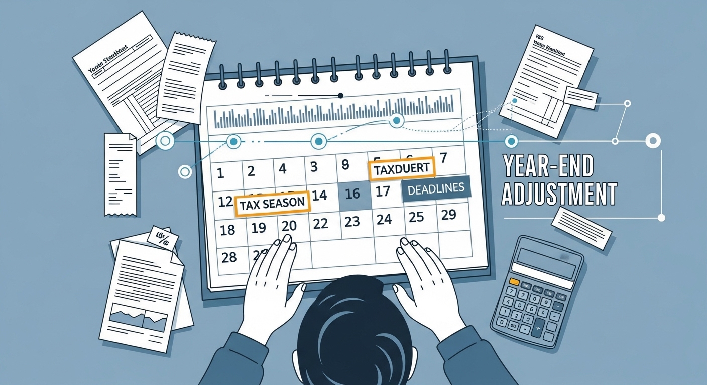 연말정산 기간을 확인하며 계획을 세우는 모습