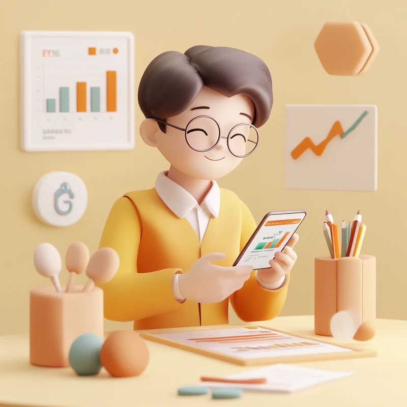 스마트폰으로 국내 상장 미국 연금 ETF 투자 앱과 그래프를 분석하며 수익률과 투자 전략을 확인하는 젊은 전문가, ETF 수익률, 모바일 투자, 미국 연금, 투자 앱, 데이터 분석이 전하는 실용성