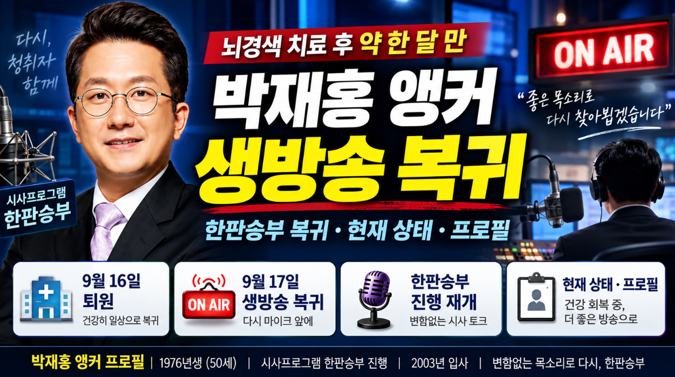 박재홍 앵커 생방송 복귀|뇌경색·한판승부·현재 상태·프로필