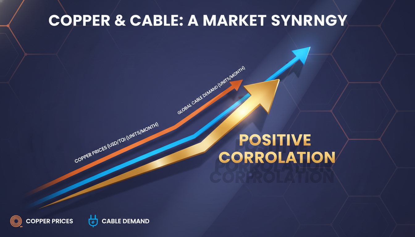 구리 가격 상승과 전선 수요 증가의 상관관계를 나타내는 그래프