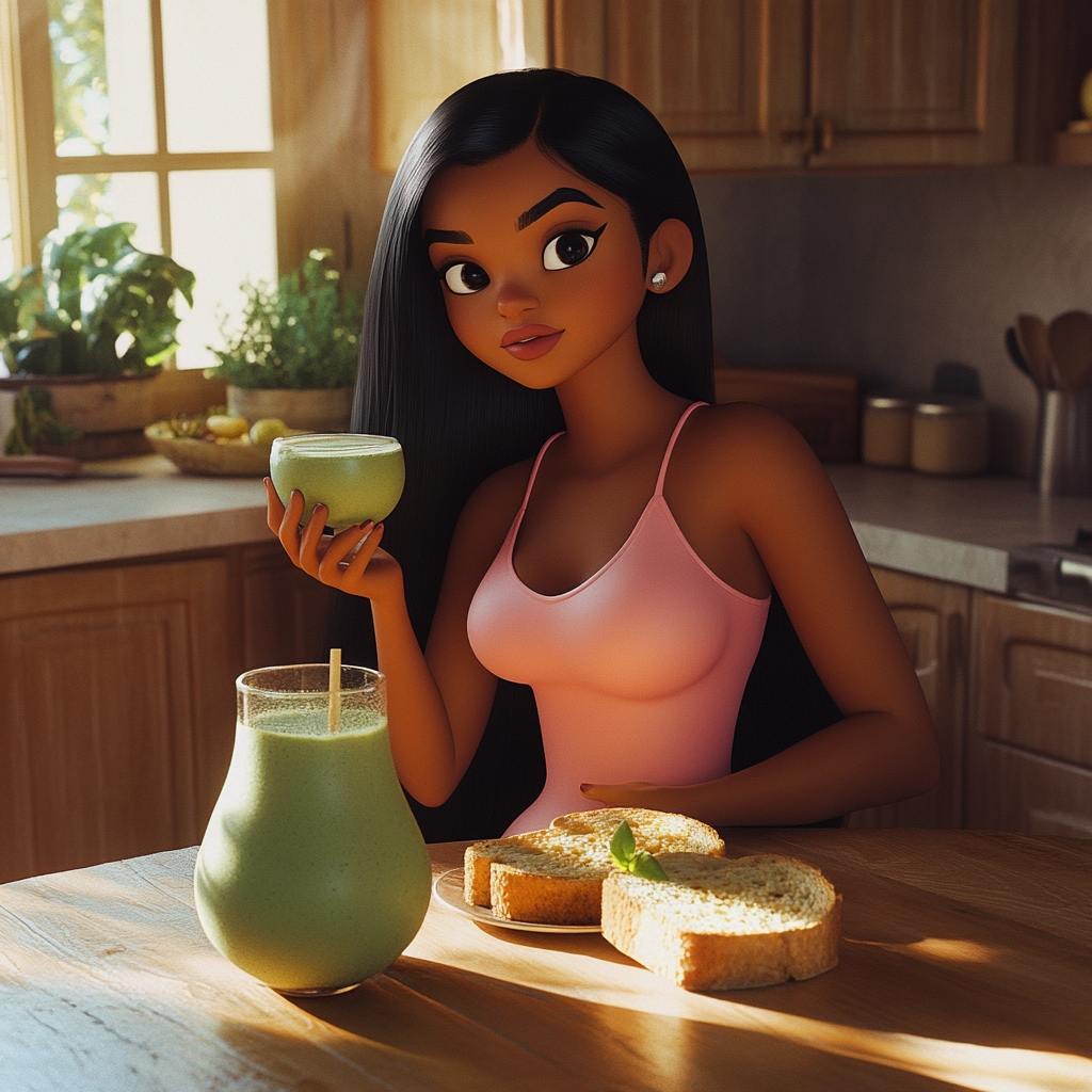 스무디를 들고 있는 여자