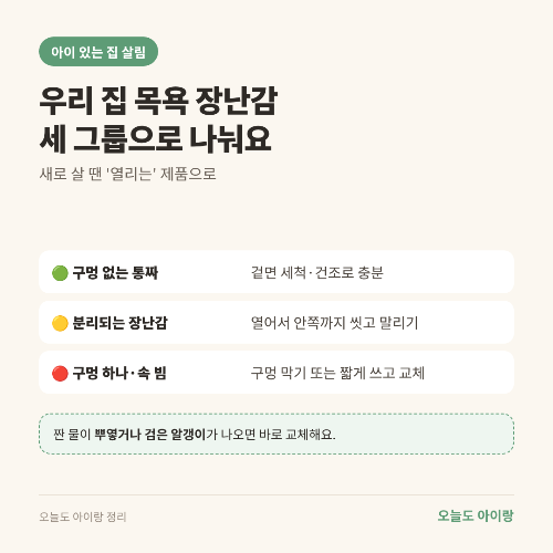 목욕 장난감 속 곰팡이, 물 빼는 것만으로 될까? 연구로 본 '구멍 장난감'의 속사정