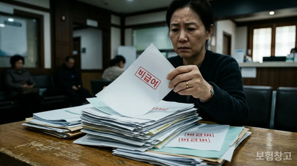 비급여 진료비 영수증을 보고 걱정하는 모습