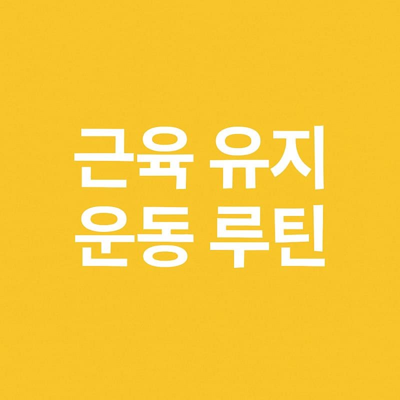 60대 근육 유지 운동 루틴