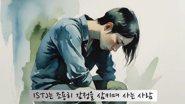 ISTJ는 조용히 감정을 삼키며 사는 사람이지만, 그 감정은 사라지지 않고 내면 어딘가에 쌓입니다에 관한 그림입니다