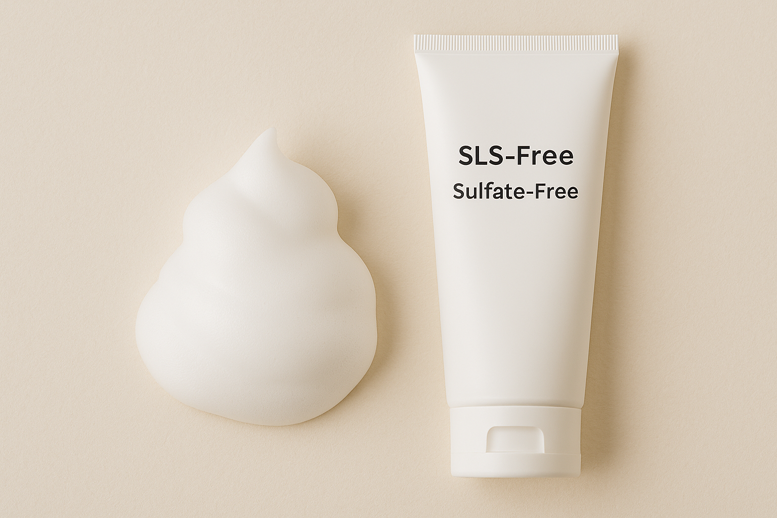 폼클렌징의 풍부한 거품과 SLS-free라고 적혀있는 폼클렌징 이미지