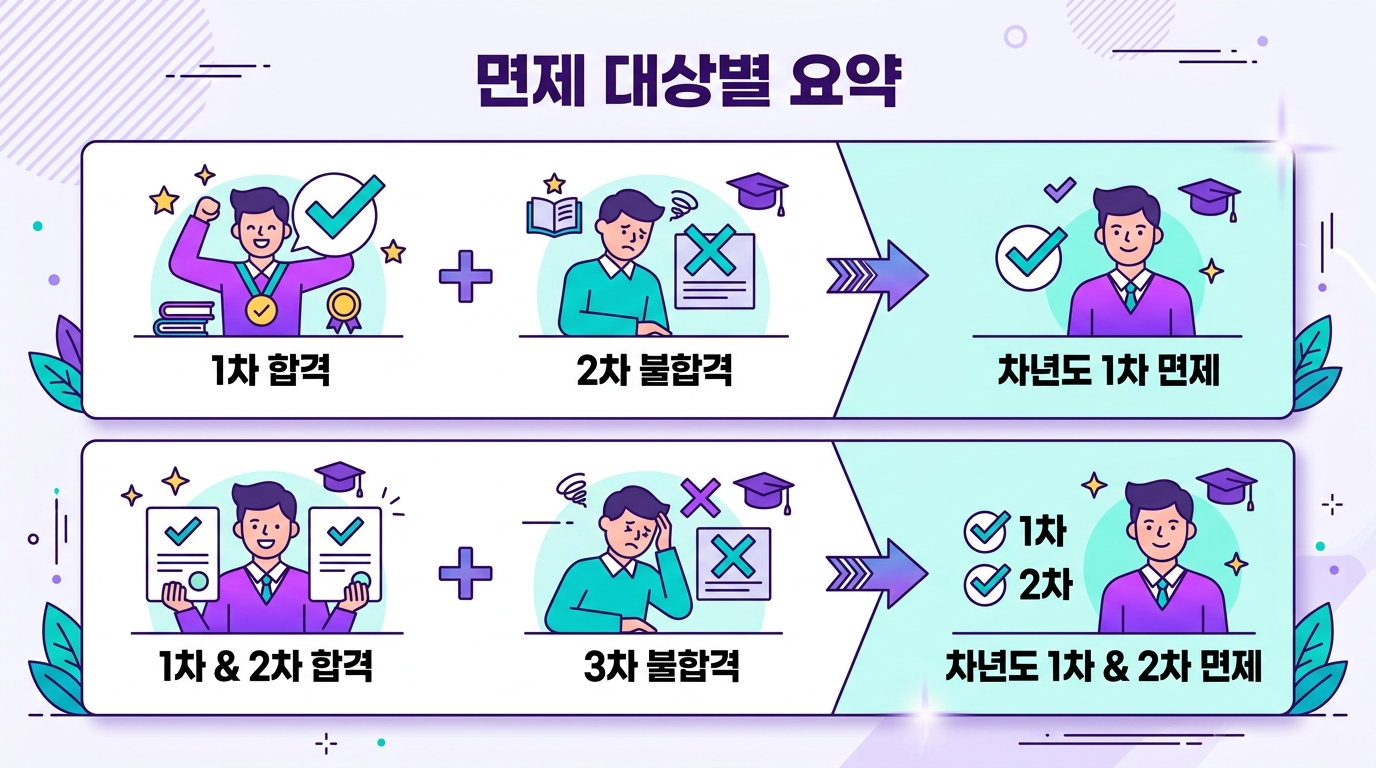 산업안전지도사 부분합격 유예 제도 흐름을 보여주는 프로세스 인포그래픽