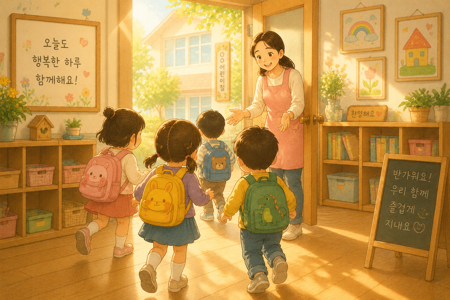 환영합니다, 행복한 kindergarten 클래스