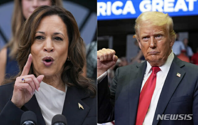 카멀라 해리스 미국 민주당 대선후보(왼쪽)와 도널드 트럼프 공화당 후보