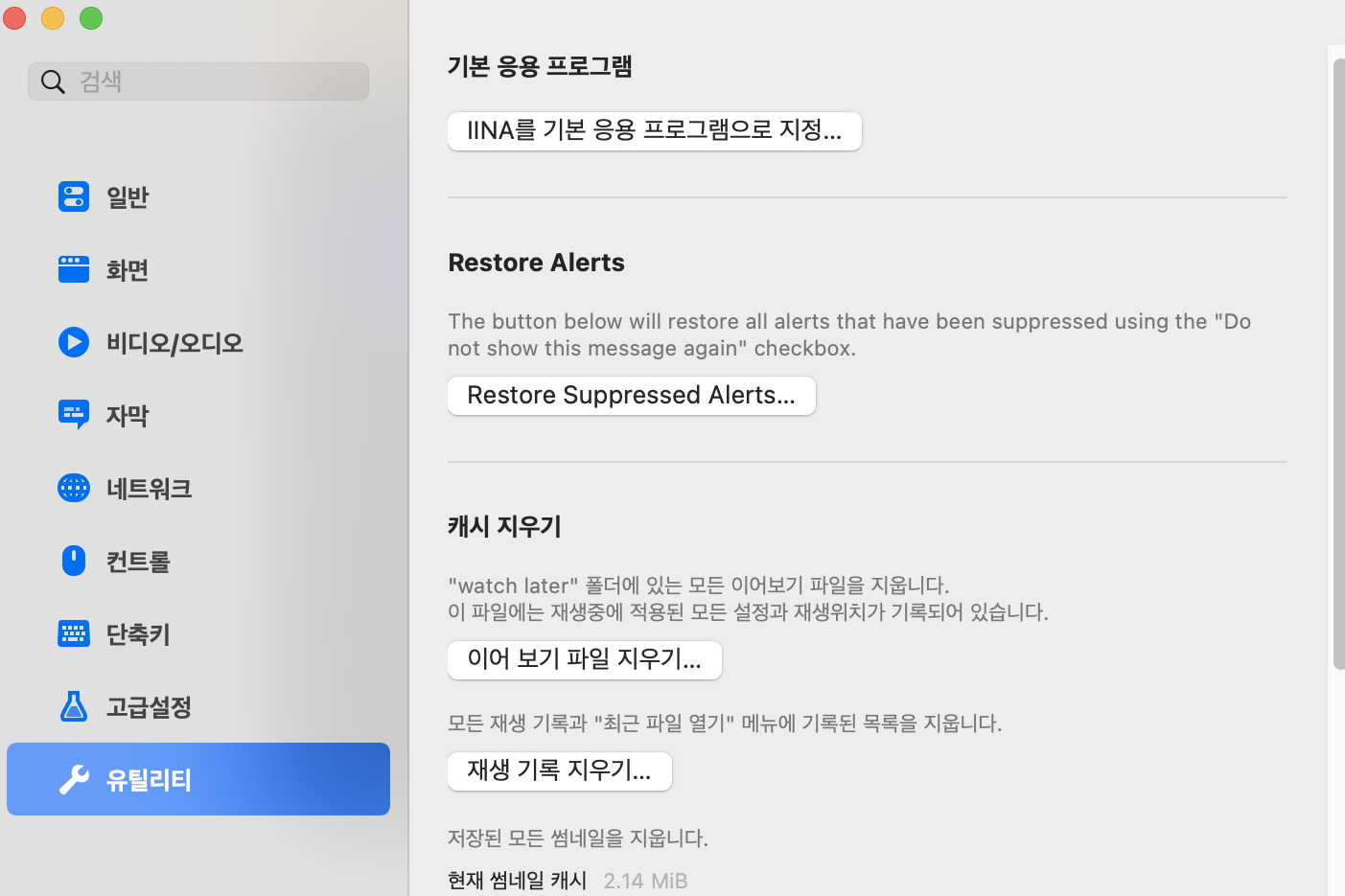 맥북 영상 플레이어 IINA