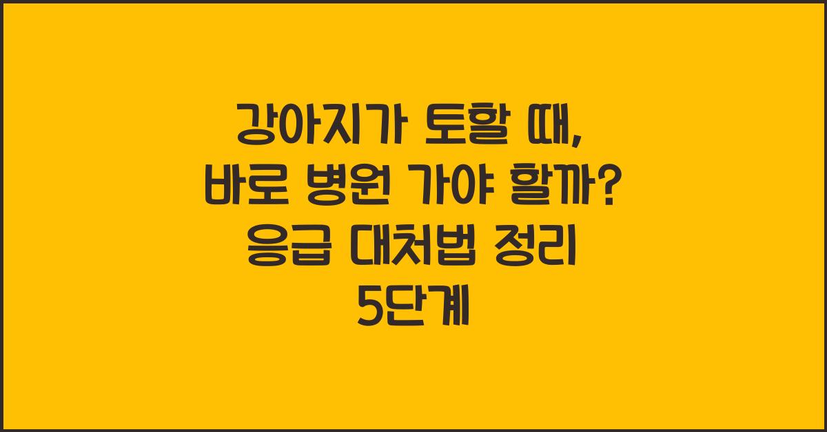 강아지가 토할 때, 바로 병원 가야 할까? 응급 대처법 정리