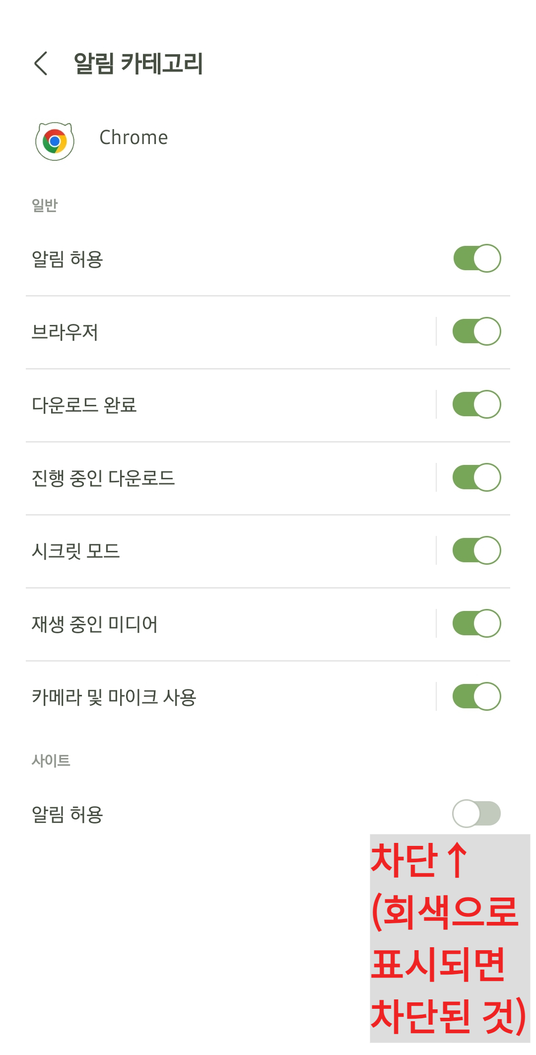 크롬 알림 차단방법2