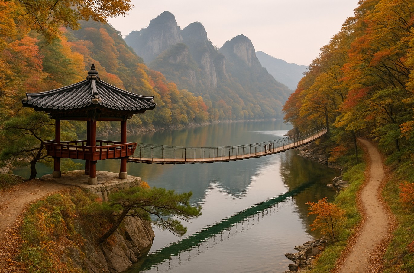 옥순봉 출렁다리 풍경 사진
