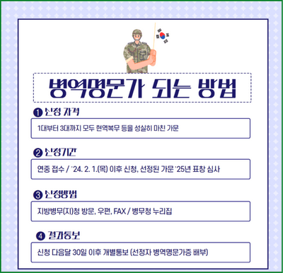 병역명문가 혜택 신청 방법