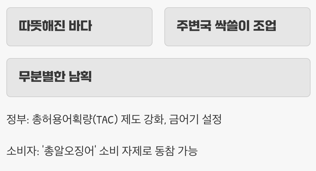 식탁 위 오징어, 앞으로 만날 수 있을까?