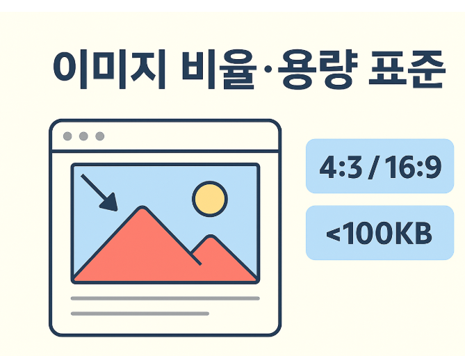 이미지 비율 .용량 표준