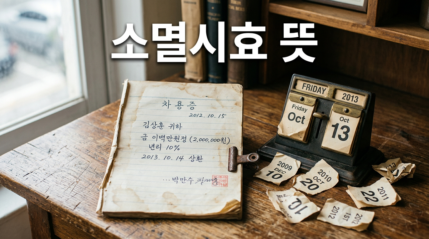 소멸시효 뜻을 보여주는 오래된 채무 메모와 달력 사진