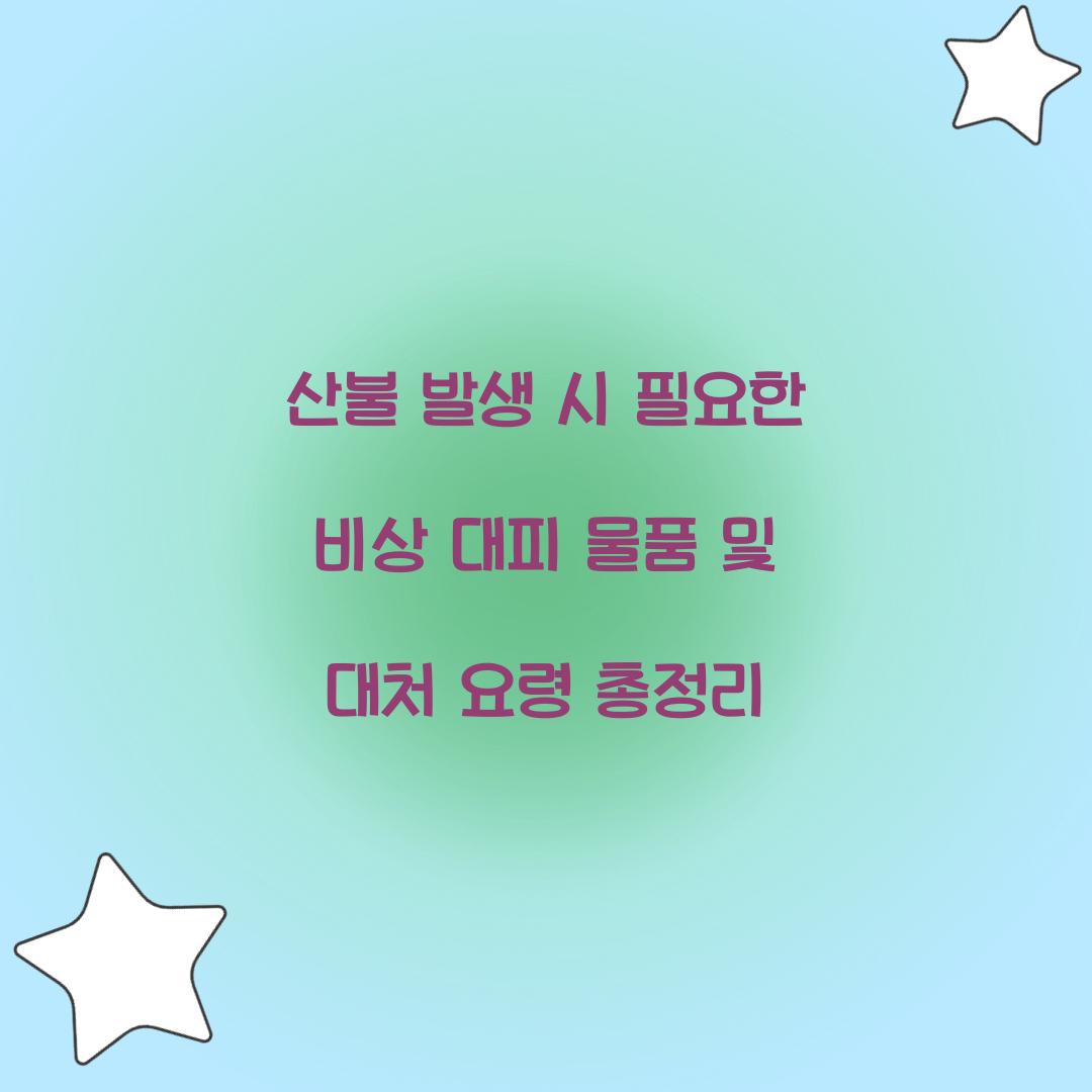 산불 발생 시 필요한 비상 대피 물품