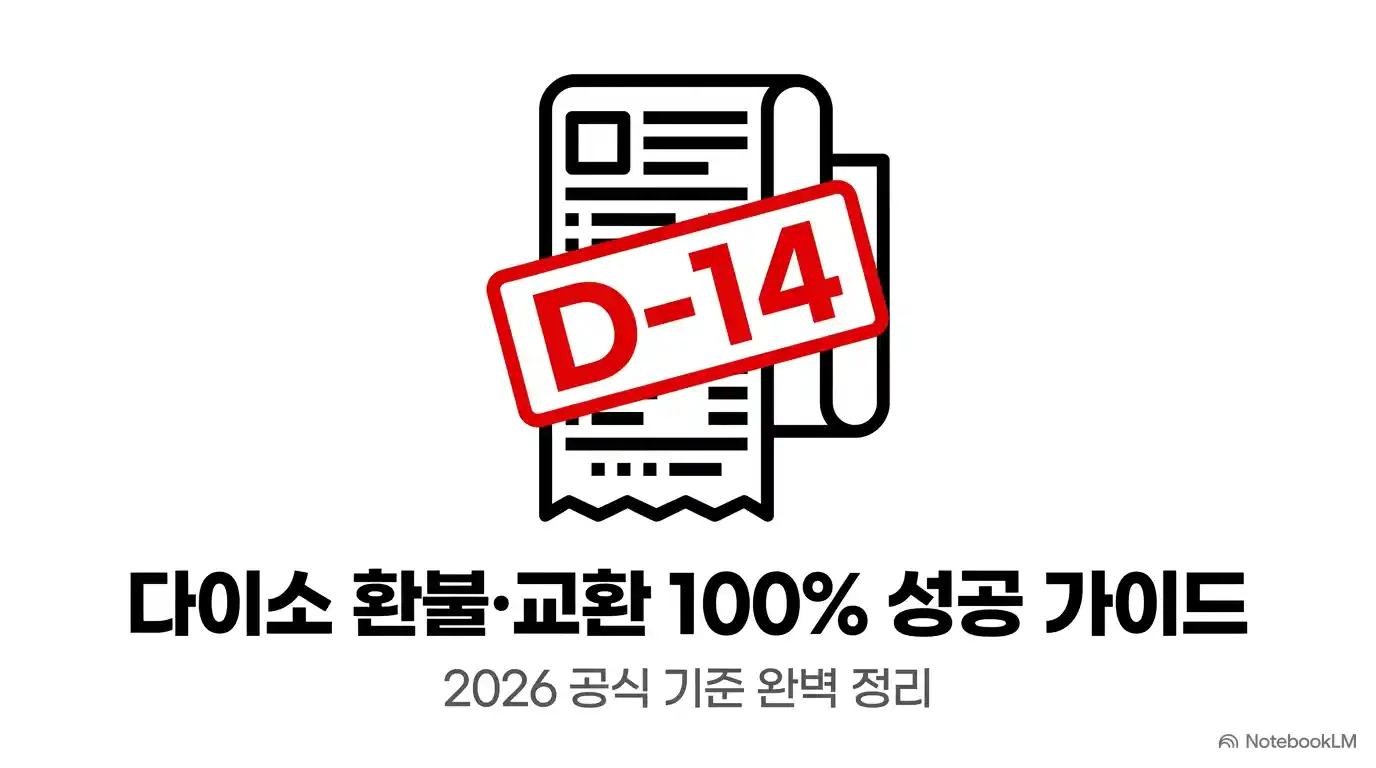 다이소 환불 교환 방법과 14일 환불 기준을 안내하는 이미지