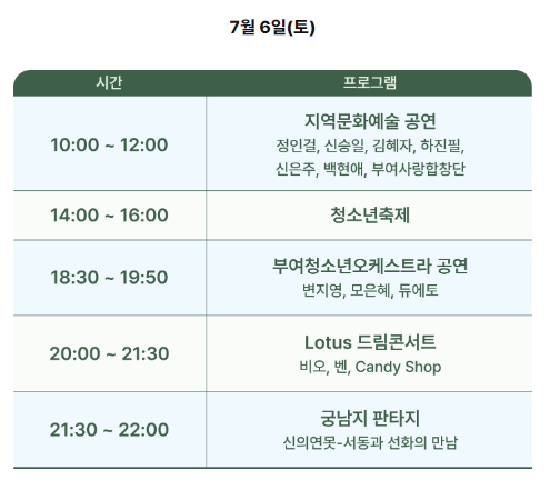 부여서동연꽃축제 행사일정